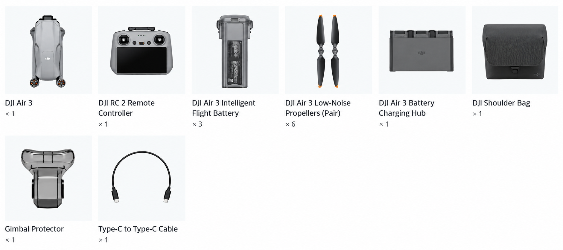 DJI Air 3 Fly More Combo (DJI RC 2) - in the box 1