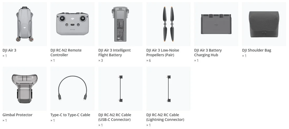 DJI Air 3 Fly More Combo (DJI RC-N3) - in the box 2