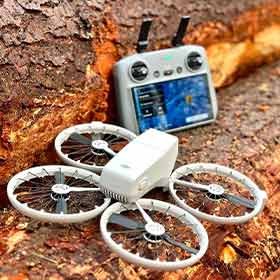 DJI drone and controller outdoors