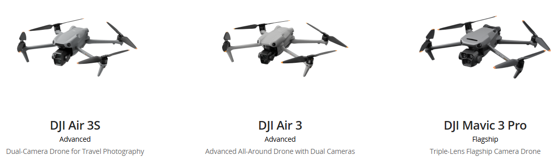 Comparison of Air 3S, Air 3, Mavic 3 Pro