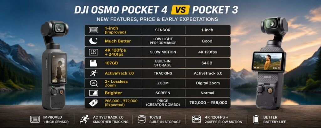 DJI Osmo Pocket 4 vs Pocket 3